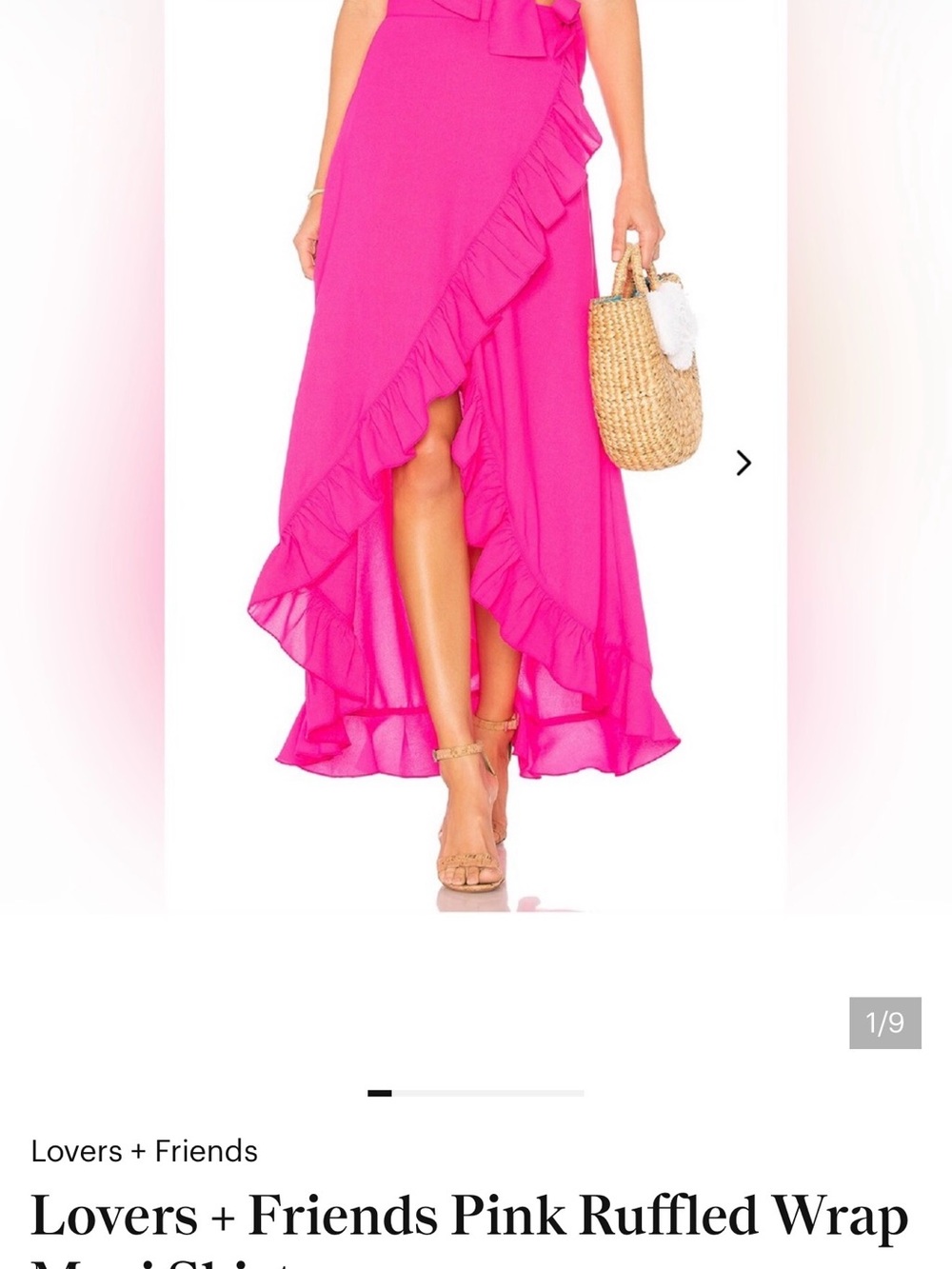 Lovers + Friends Hot Pink Ruffled High-Low Wrap Skirt